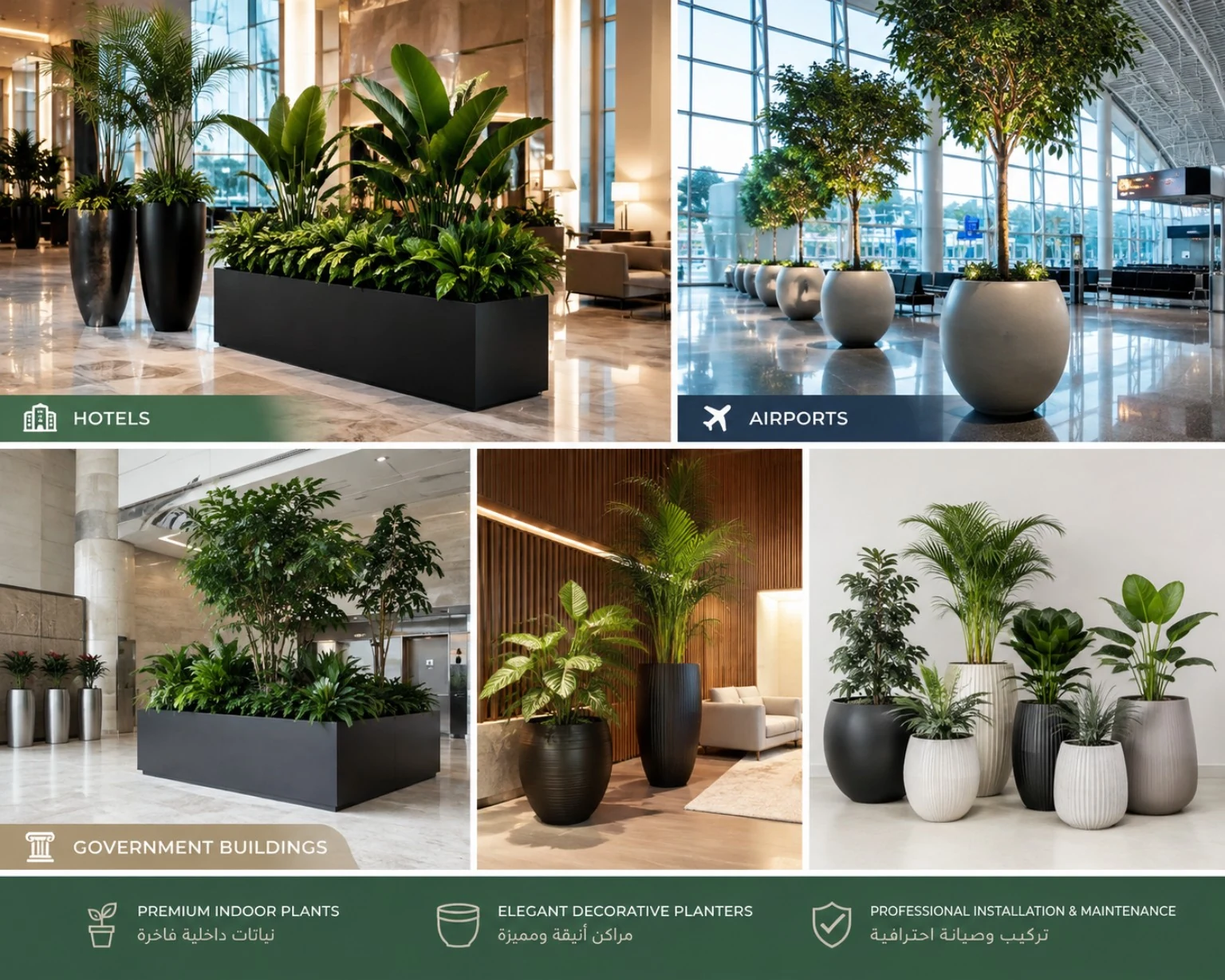 Indoor plant solutions for hotels airports and government buildings